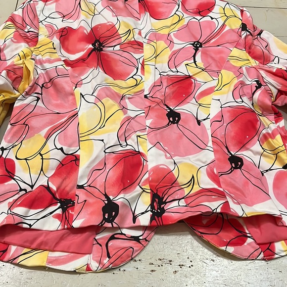 George Stretch Women Y2K Blazer 10 Cropped Stretch Shoulder Pads Floral Abstract - Picture 7 of 7